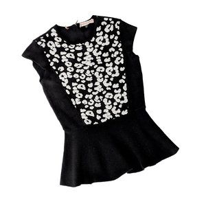 Rebecca Taylor Leopard Print Peplum Top